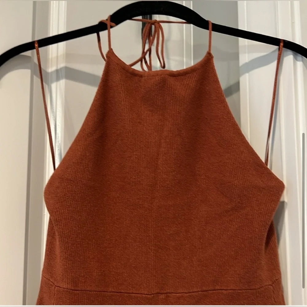 Free People Sweater Romper Mini Dress in Dark Brown Size XS NWT - Picture 3 of 8